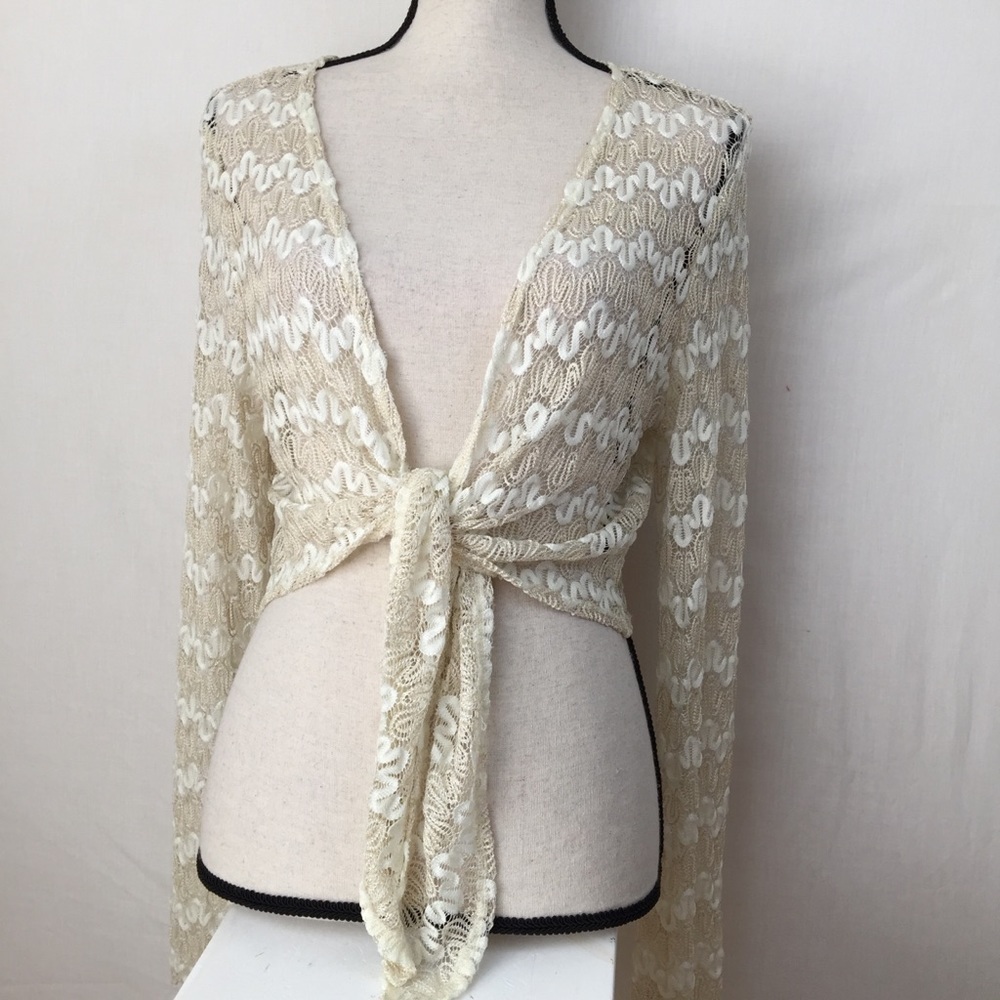 C D I V. Glittery Women’s Top. Tan/Cream. Sz XL.